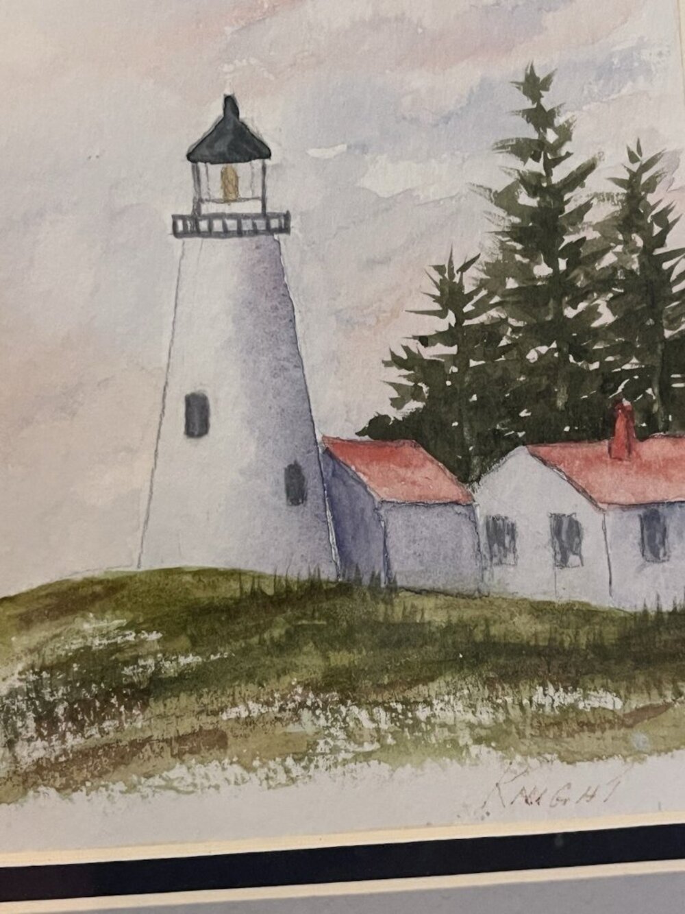 Original Lighthouse Painting Framed Signed
